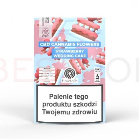 Susz konopny CBD Strawberry Wedding Cake Flowrolls z akcyzą 1g